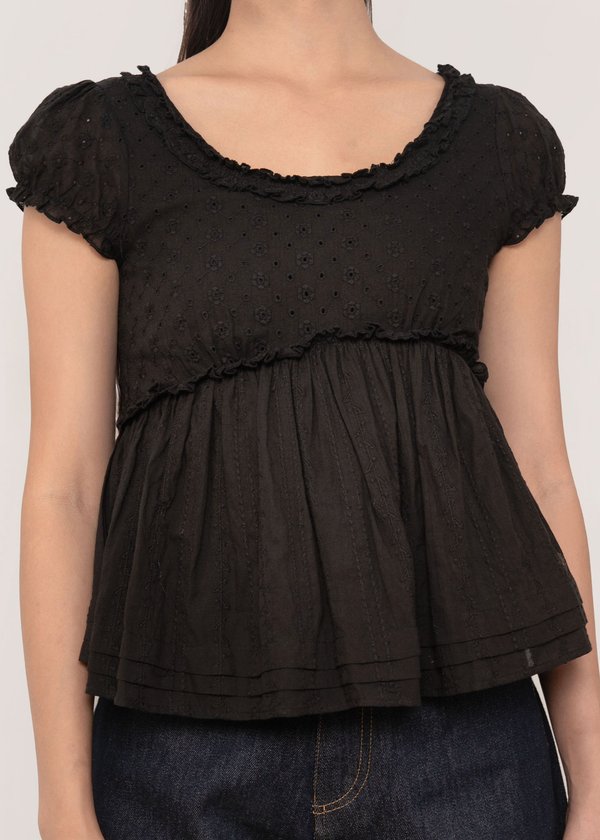 Baby's Breath Babydoll Top in Black