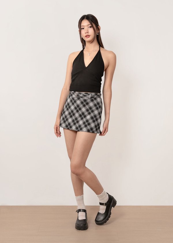 Soft Serve Plaid Skorts in Cookies & Cream