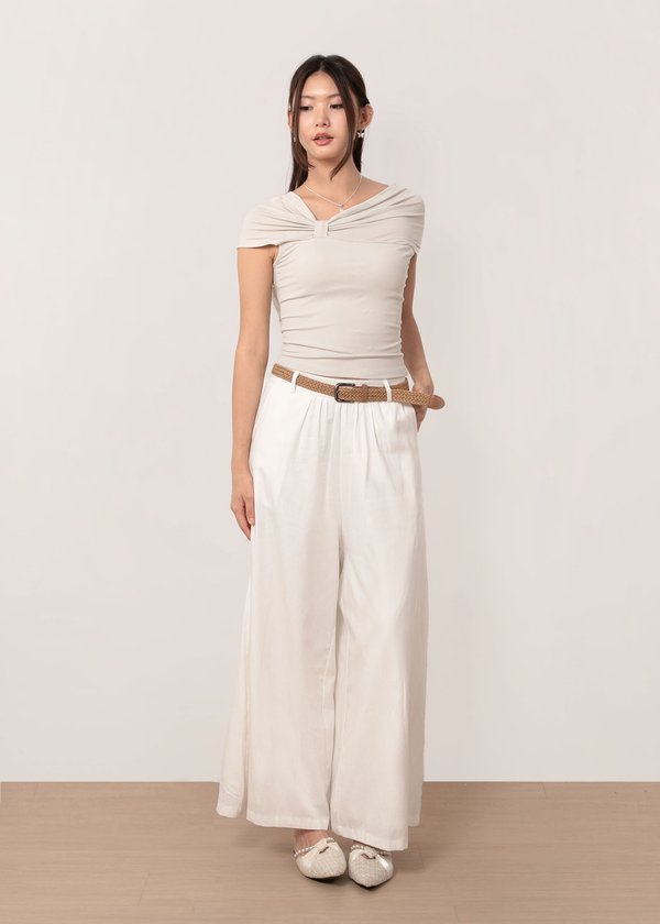 Theory Pants With Rattan Belt in White
