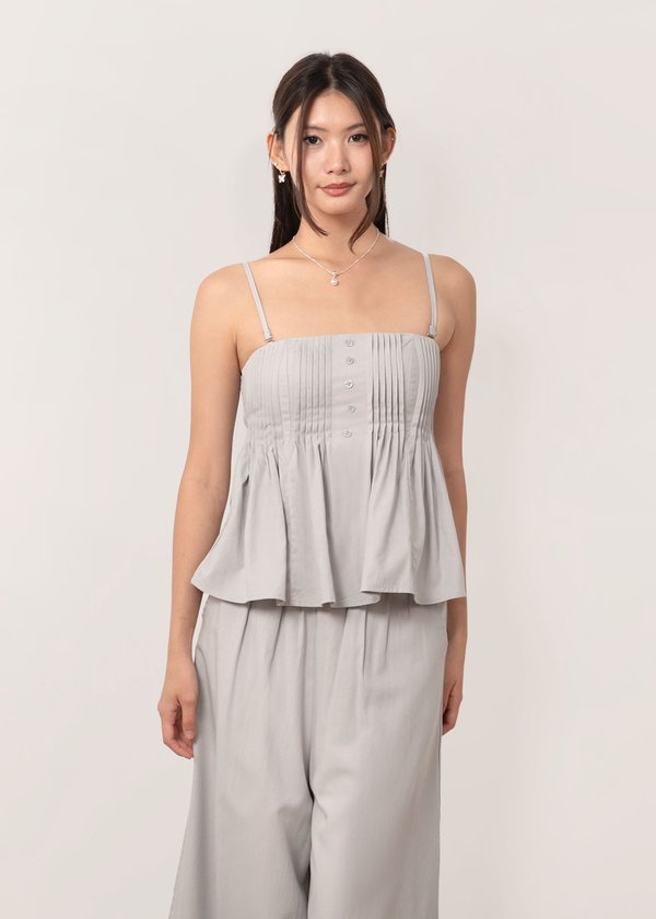 Theory Pleated Top in Slate Blue Grey
