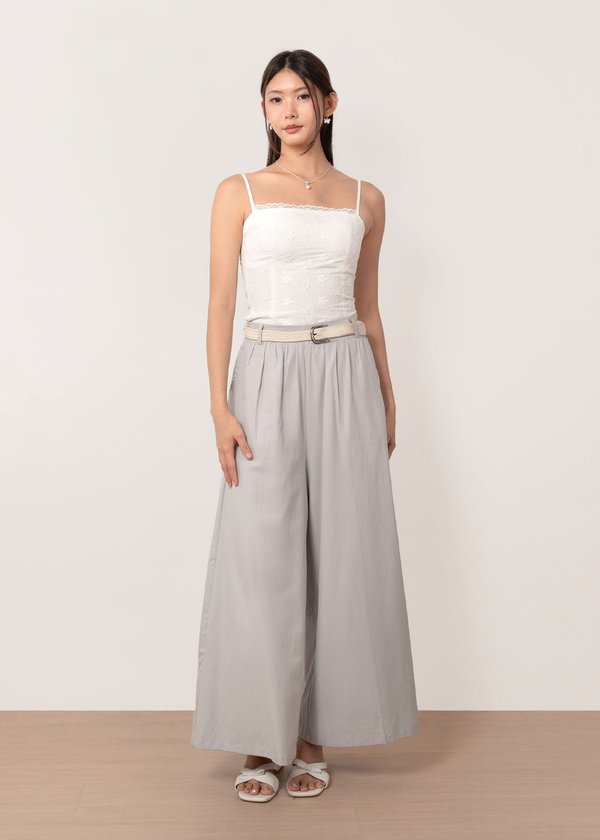 Theory Pants With Rattan Belt in Slate Blue Grey