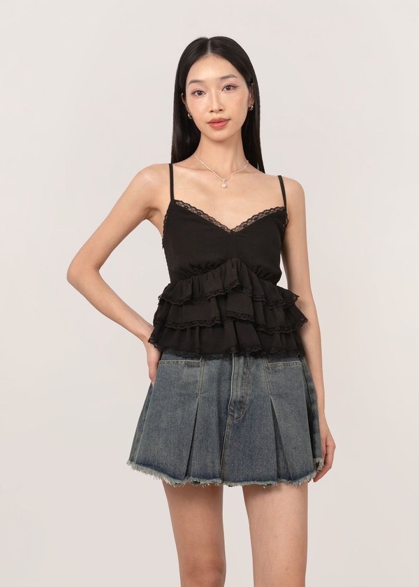 Snowfrost Babydoll Top in Black