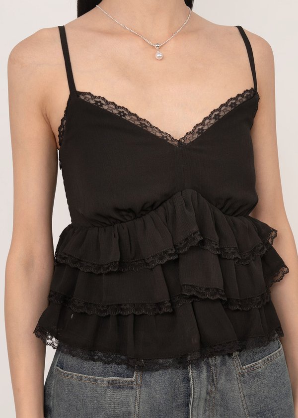 Snowfrost Babydoll Top in Black