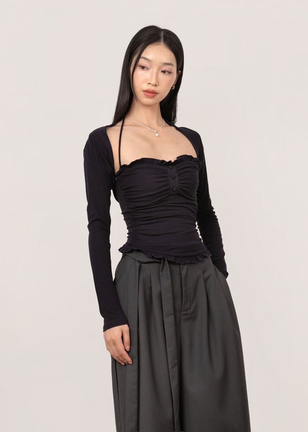 Solene Top & Bolero Set in Midnight Navy