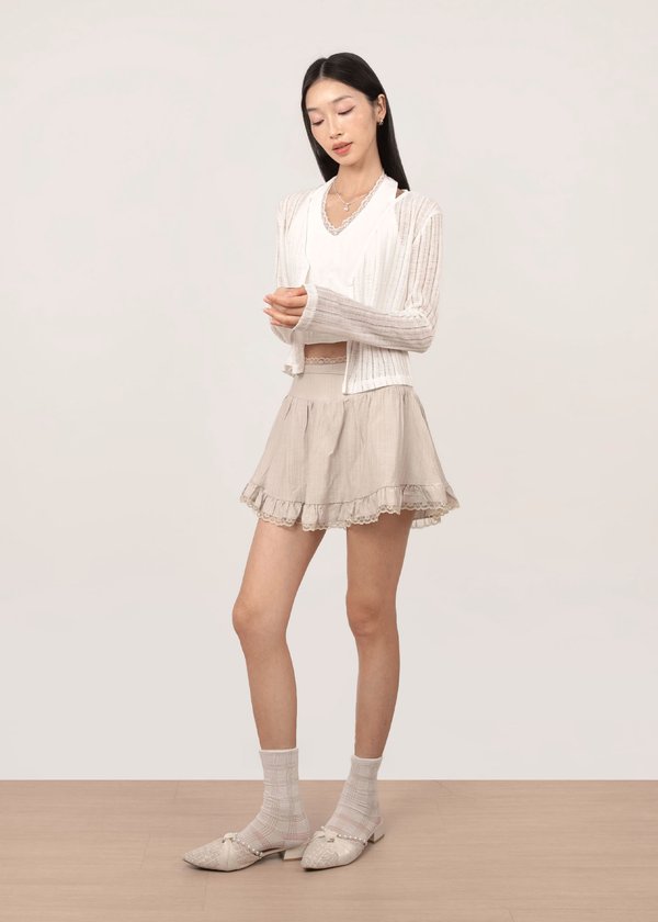 Zaria Lace Sheer Cardigan in White