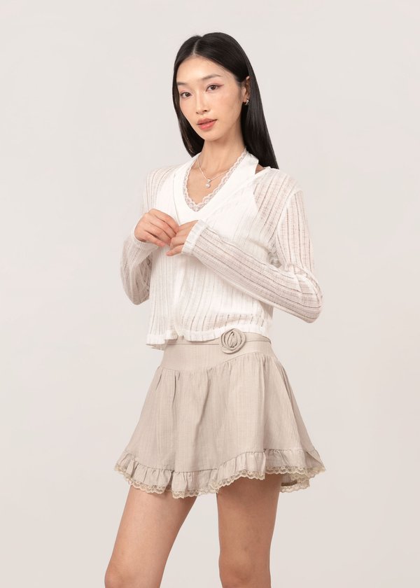 Zaria Lace Sheer Cardigan in White