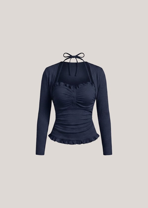 Solene Top & Bolero Set in Midnight Navy