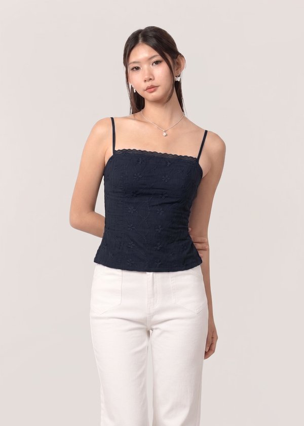 Softie Eyelet Top in Navy