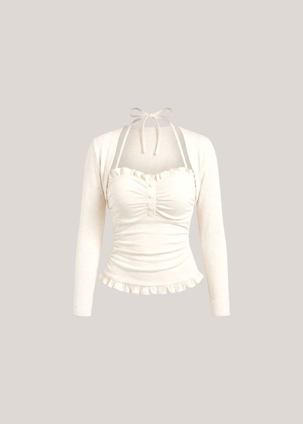 Solene Top & Bolero Set in Vanilla