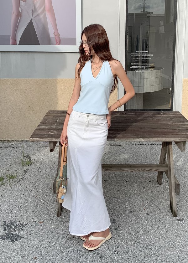 Bluebell Denim Mermaid Skirt in White
