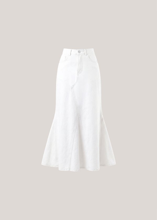 Bluebell Denim Mermaid Skirt in White