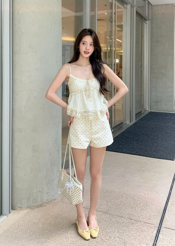 Pretty Thing Polka Dot Shorts in Vanilla