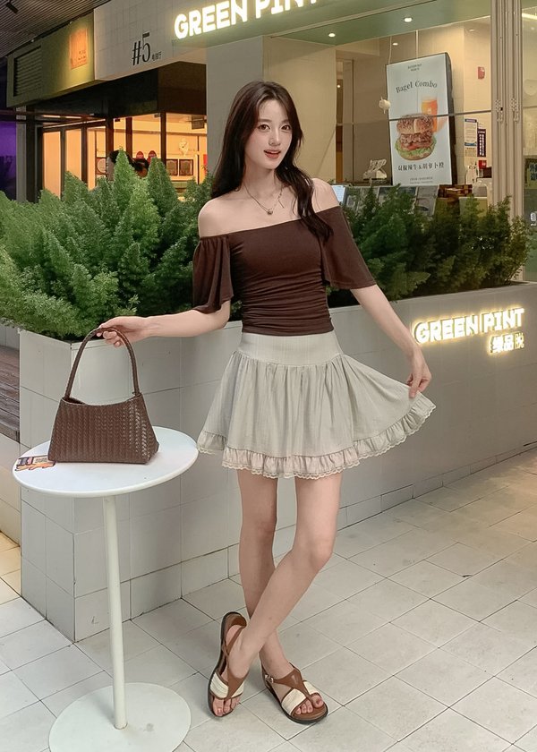 Lily Lace Skorts in Almond
