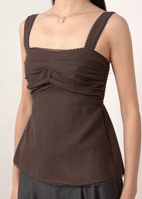 Penelope Sweetheart Top in Cocoa Brown