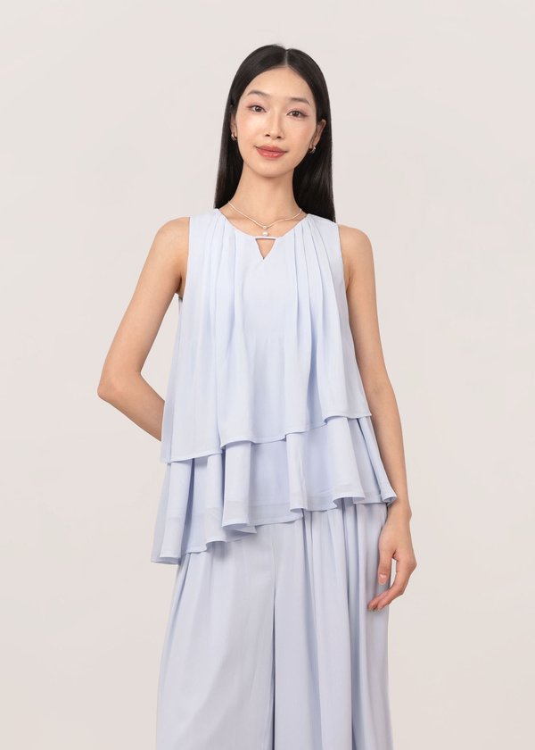 Lucienne Flowy Chiffon Top in Periwinkle Blue