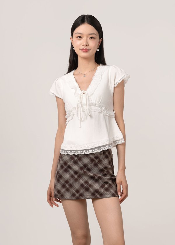 Coco Lace Ruffles Babydoll Top in White
