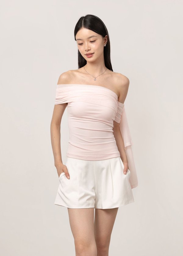 Cloudsoft Off Shoulder Top in Snow Pink *US*