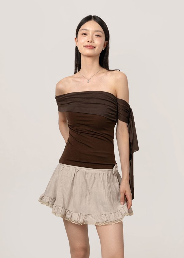 Cloudsoft Off Shoulder Top in Espresso Brown *US*