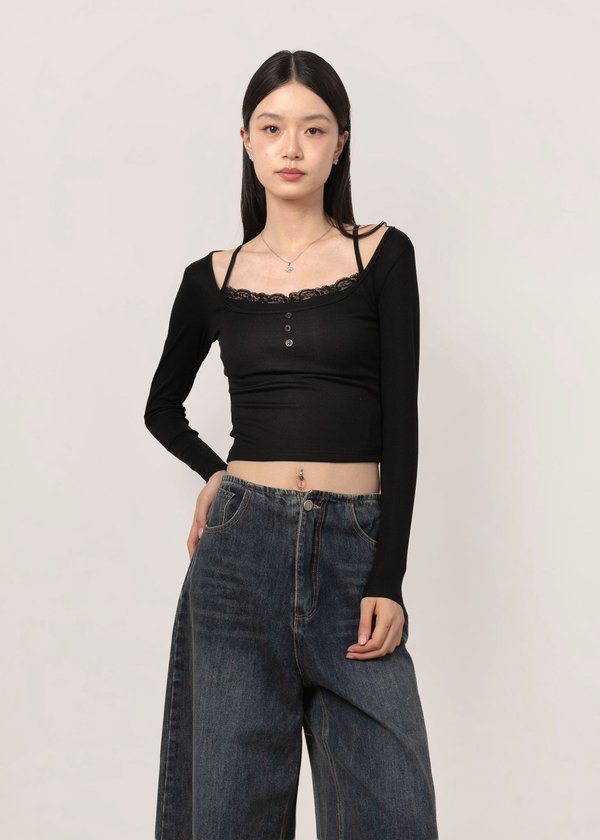 Coffee Run 2 Piece Top in Black *US*