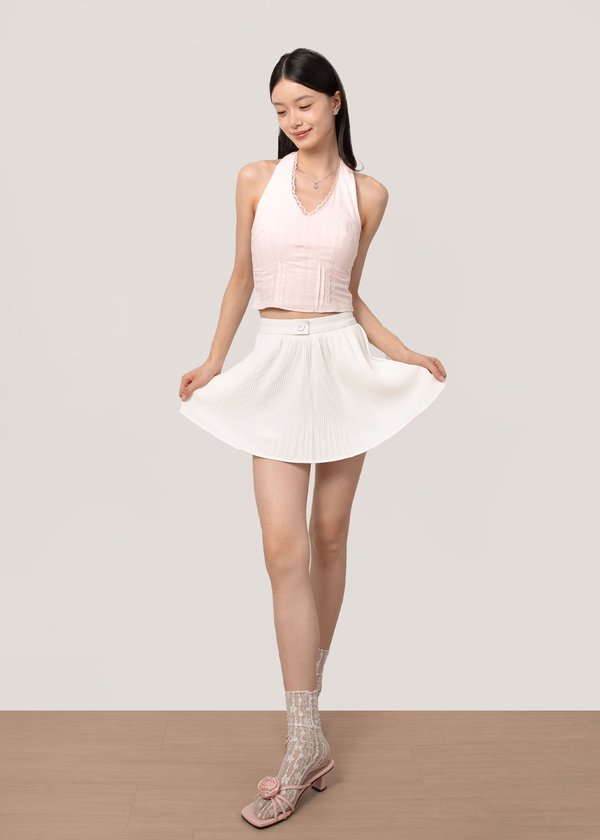 Elodie Pleated Highwaisted Skorts in White