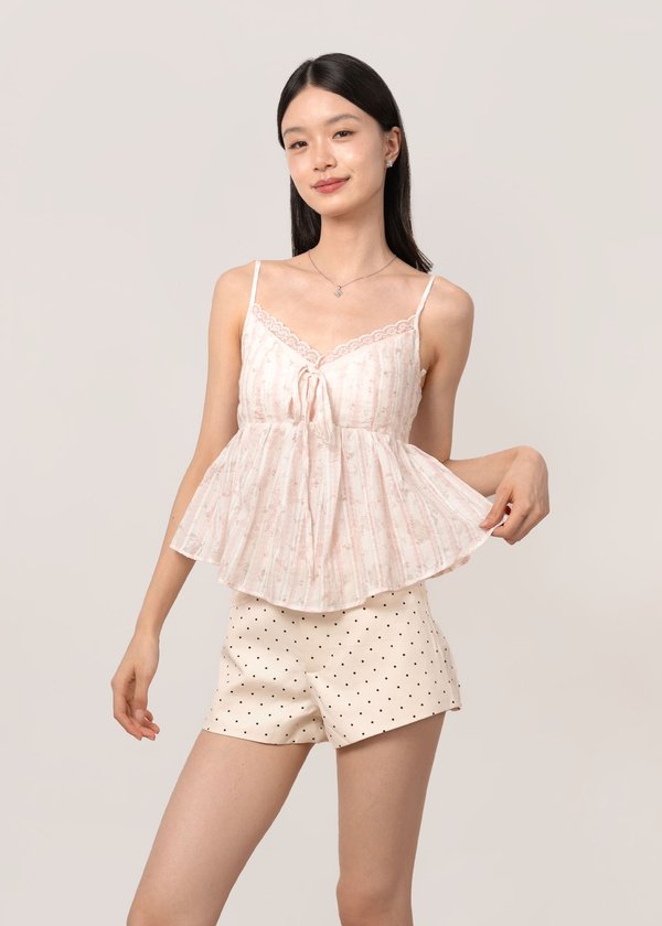 Cherry Girl Floral Babydoll Top in Petal Pink
