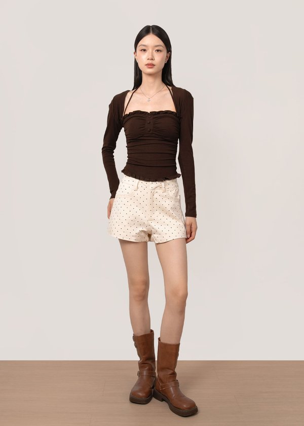 Pretty Thing Polka Dot Shorts in Vanilla