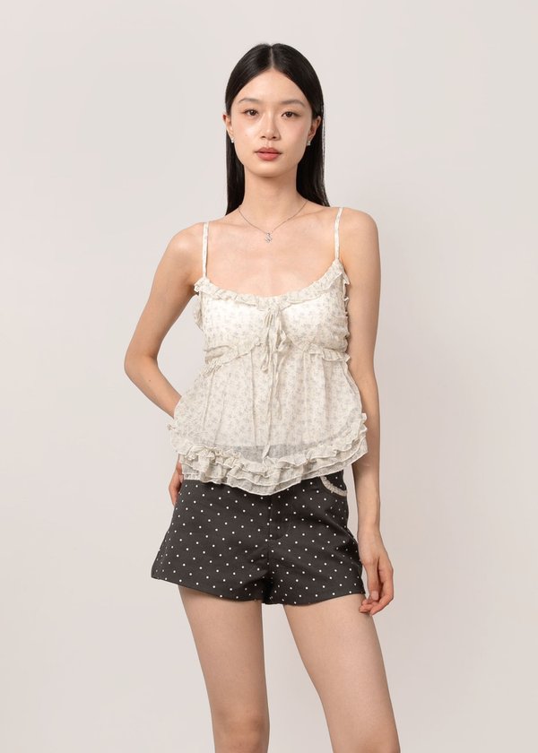 Fairytale Floral Babydoll Top in Soft Blue Ivory