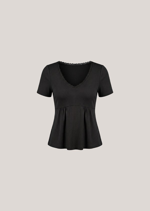 Delphine Lace Sleeve Top in Black