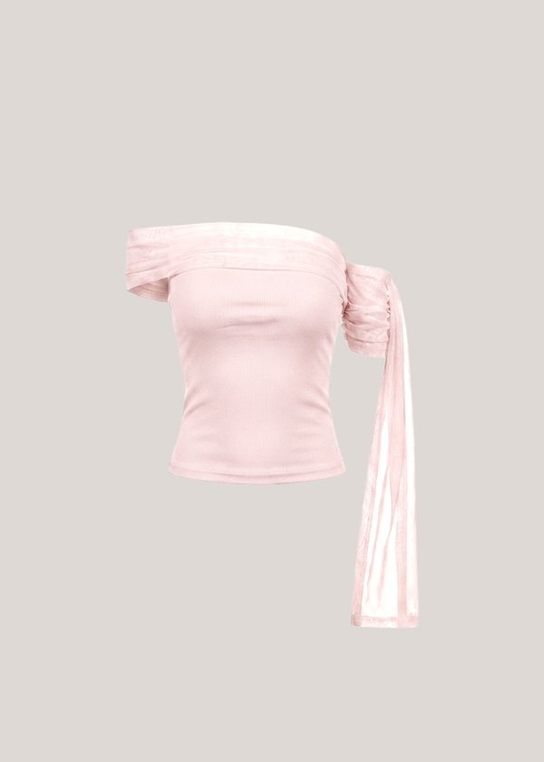 Cloudsoft Off Shoulder Top in Snow Pink *US*