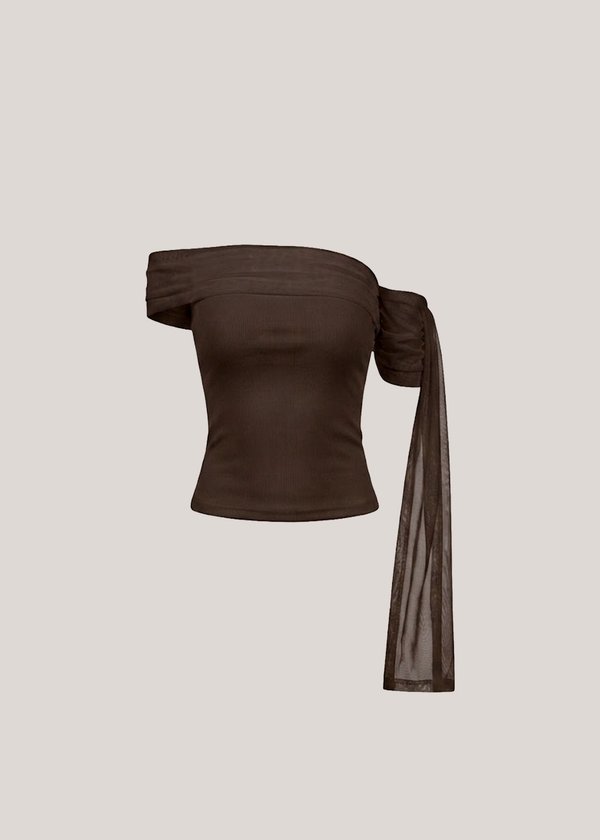 Cloudsoft Off Shoulder Top in Espresso Brown *US*
