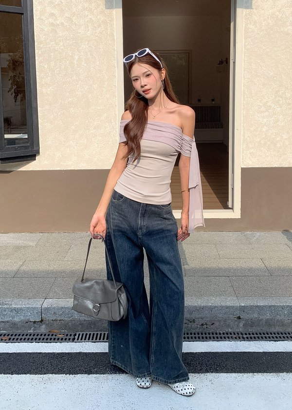 Lowkey Waistless Denim Jeans in Dark Wash