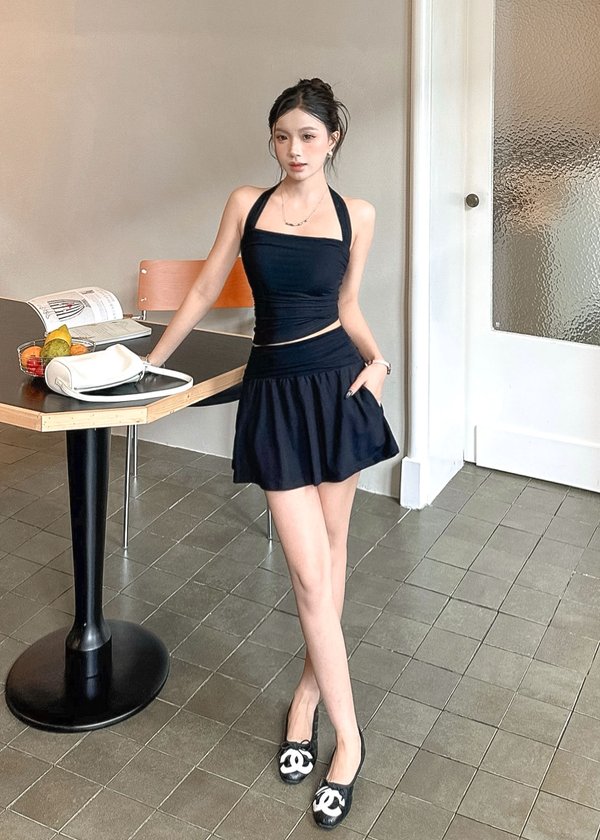 Nyla Foldover Ruched Skorts in Black *US*