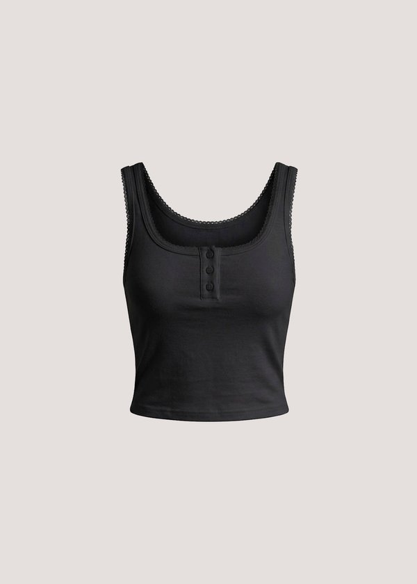 Frilly Lace Tank Top in Black