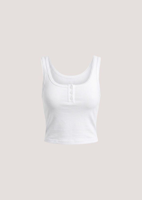 Frilly Lace Tank Top in Off White