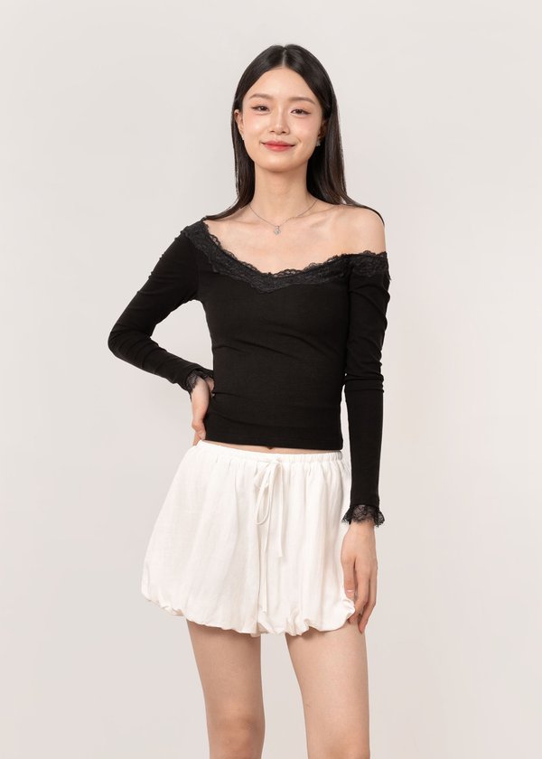 Fleur Off Shoulder Lace Top in Black