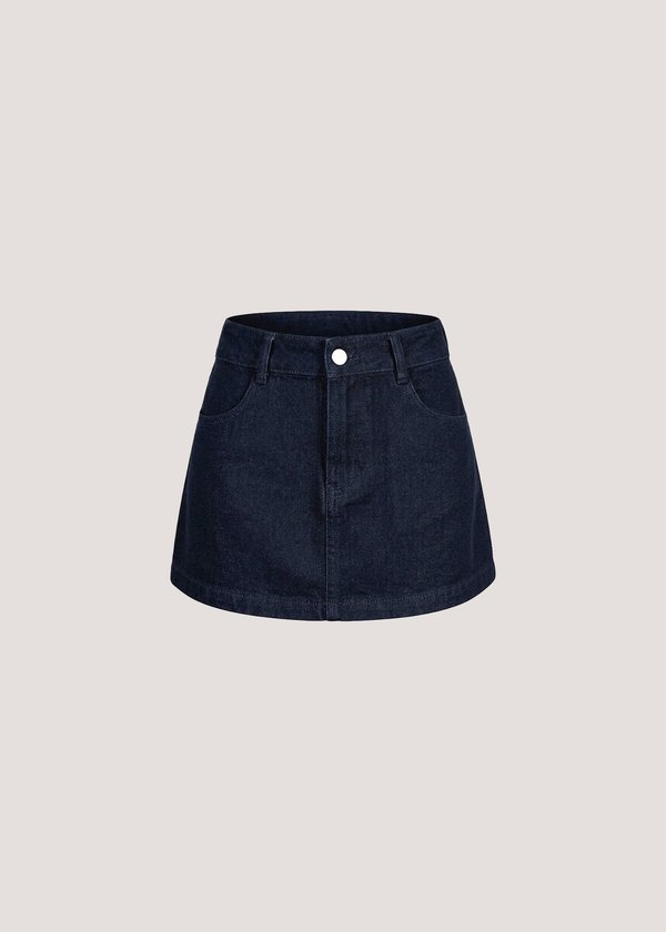 Chrome Denim Skorts in Midnight