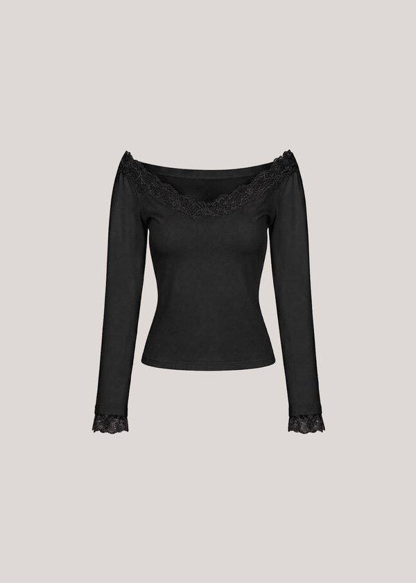 Fleur Off Shoulder Lace Top in Black