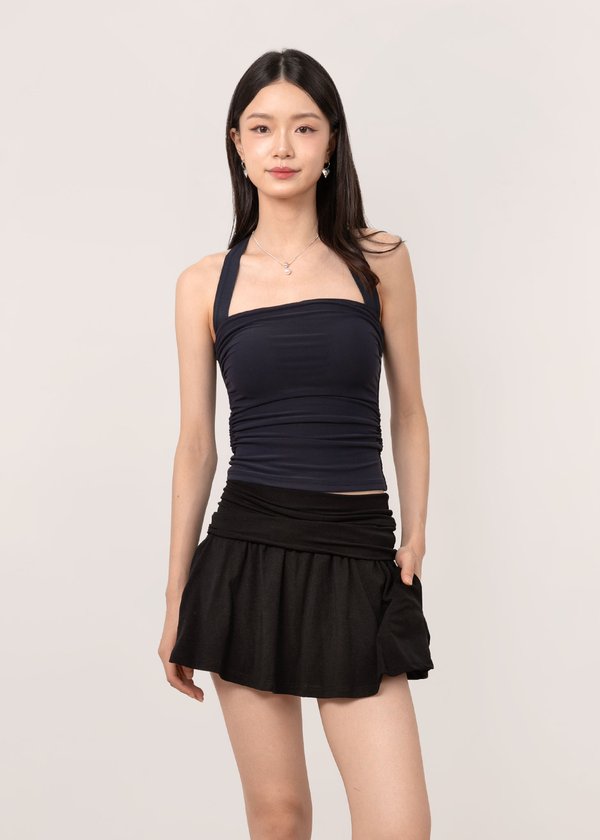 Nyla Foldover Ruched Skorts in Black *US*