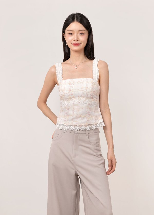 Wisteria Floral Top in Tea Rose Floral