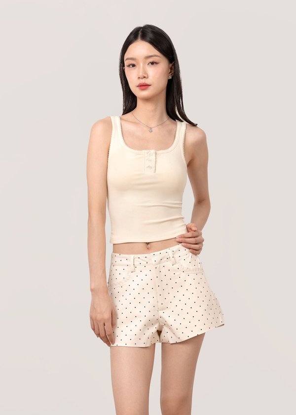 Frilly Lace Tank Top in Soft Yellow