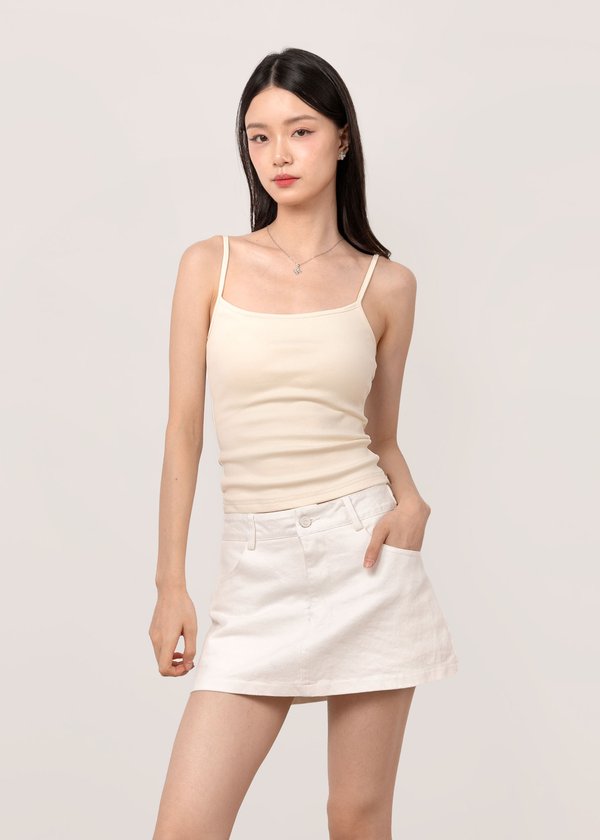 Chrome Denim Skorts in White
