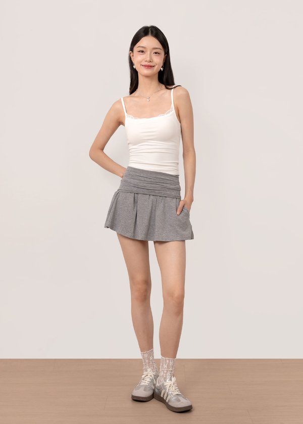 Nyla Foldover Ruched Skorts in Heather Grey *US*