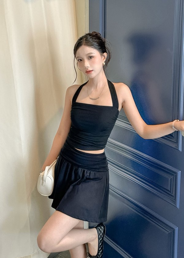 Smitten Halter Mesh Top in Black