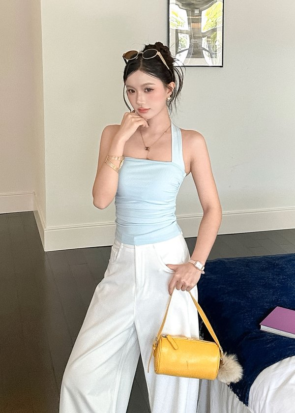 Smitten Halter Mesh Top in Baby Blue