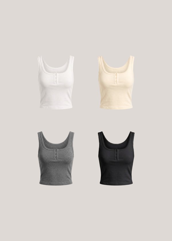 Frilly Buttoned Tank Top BB BOX 1 (3 COLORS)