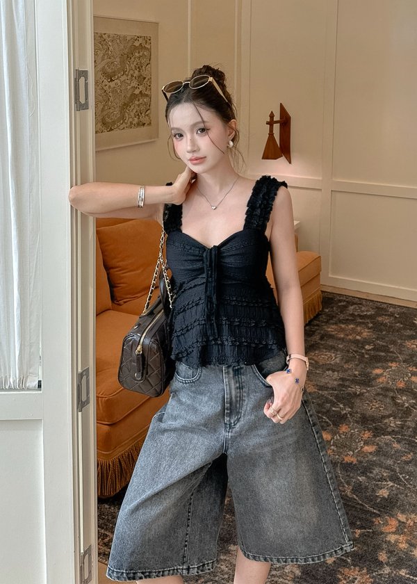 Fifi Lacey Sweetheart Top in Black