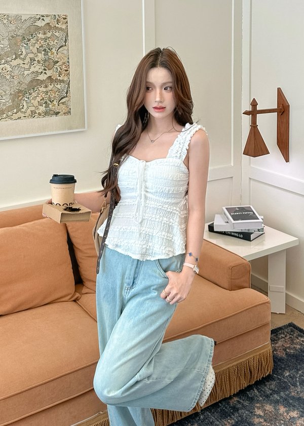 Fifi Lacey Sweetheart Top in White