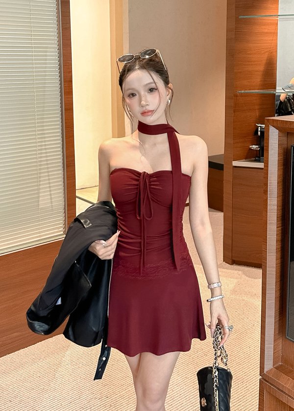 Celia Lace Dress in Wine Red *US*