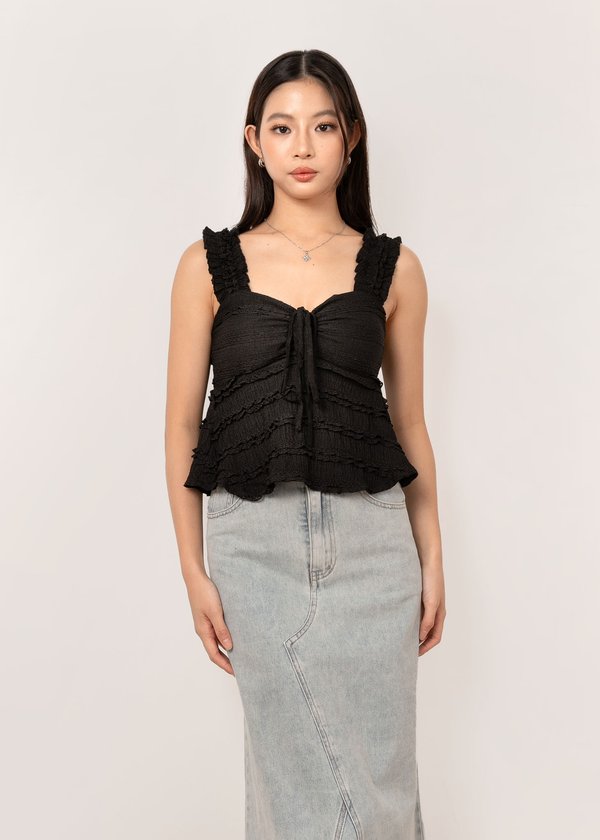 Fifi Lacey Sweetheart Top in Black