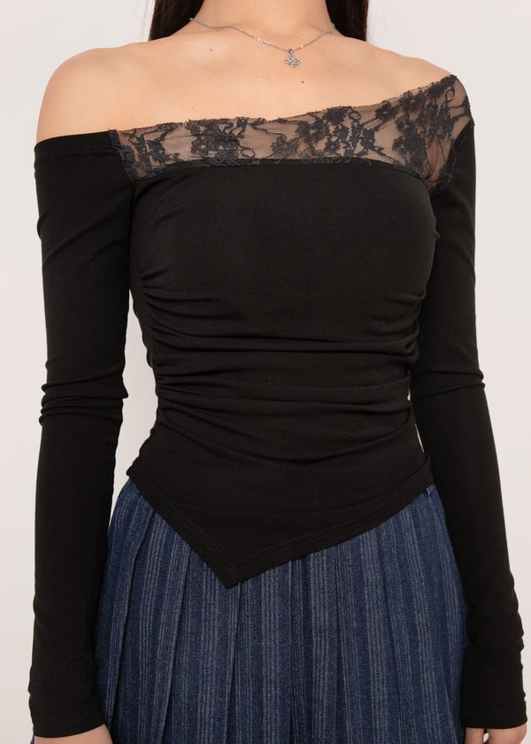 Florine Lace Long Sleeve Top in Black *US*
